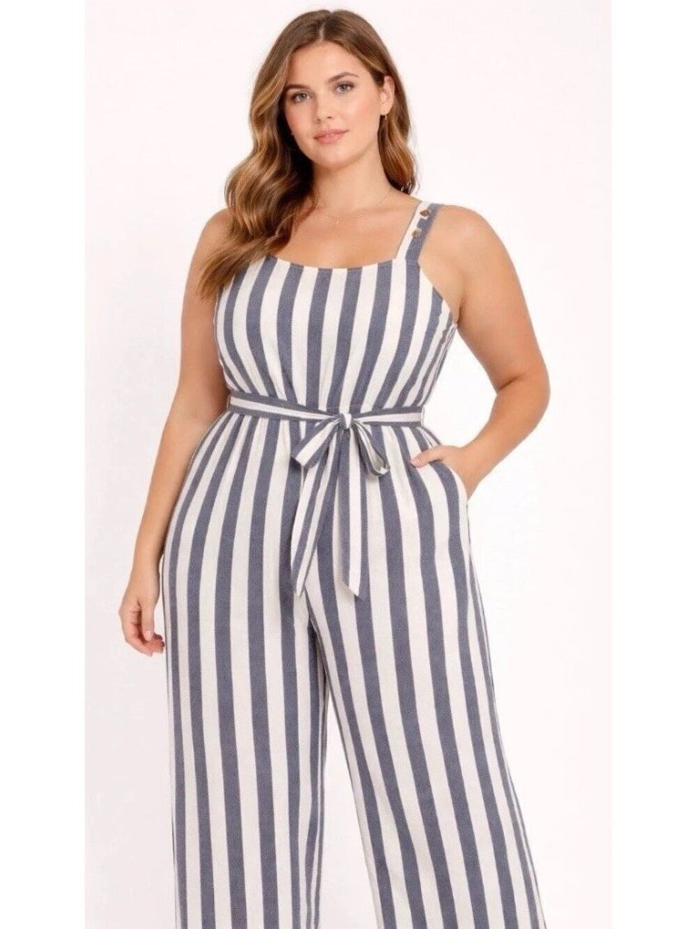 Birdwell Beach Britches Everyday Overalls Jumpsuit Striped Cotton Large, Beach - Picture 2 of 8